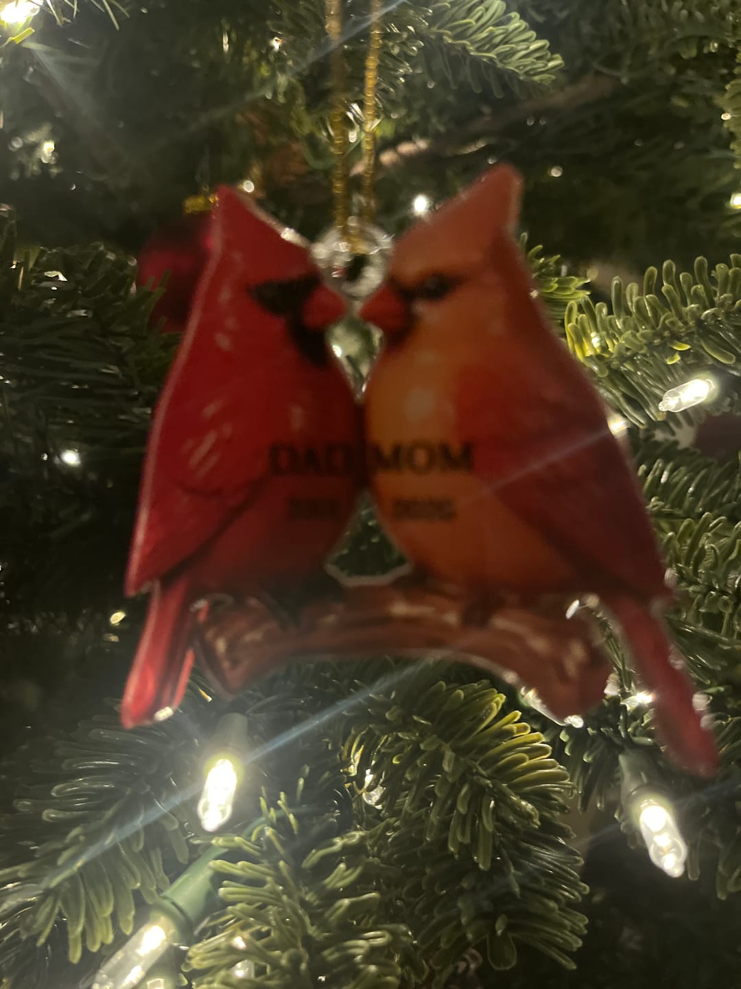 Customer photo review of Vintage Nostalgic Cardinals Memorial Dad Mom Christmas Personalized Acrylic Ornament
