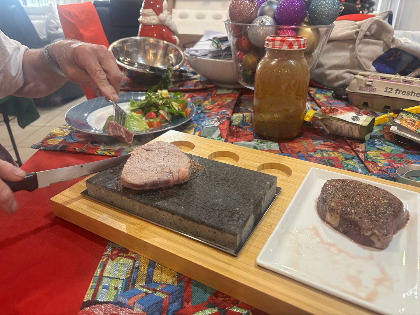 Customer photo review of The SteakStones Sizzling Steak Set