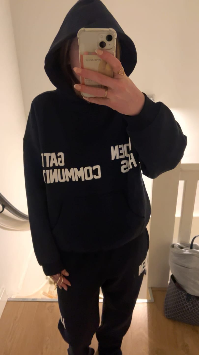 Customer photo review of GATED COMMUNITY STRAIGHT LEG SWEATPANTS NAVY