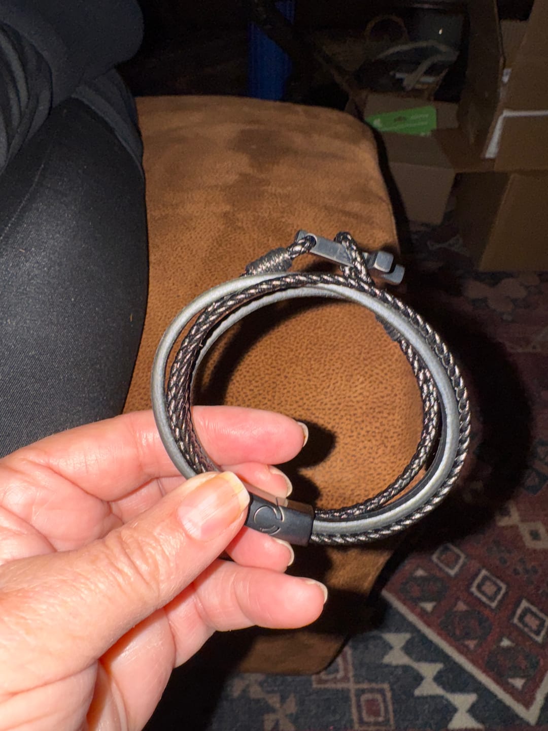 Customer photo review of Christianartworkshop Tri - Color Stainless Steel Cross & Braided Leather Fashion Bracelet