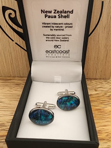 Customer photo review of NZ Paua Shell Cufflinks