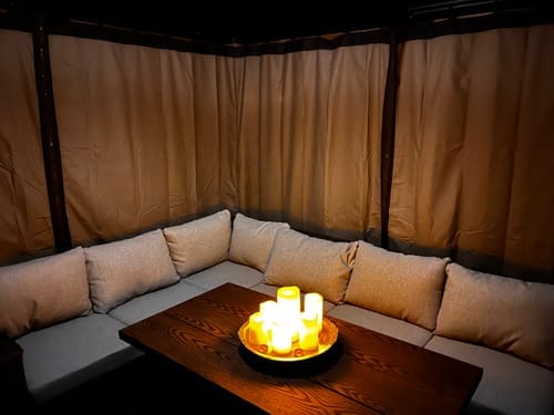 Customer photo review of SUNJOY Replacement Curtains for 11 ft. ×11 ft. Wood-Framed Gazebos