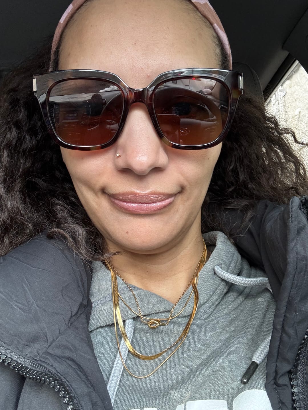 Customer photo review of Gold Multi-Layered Chain  Necklace