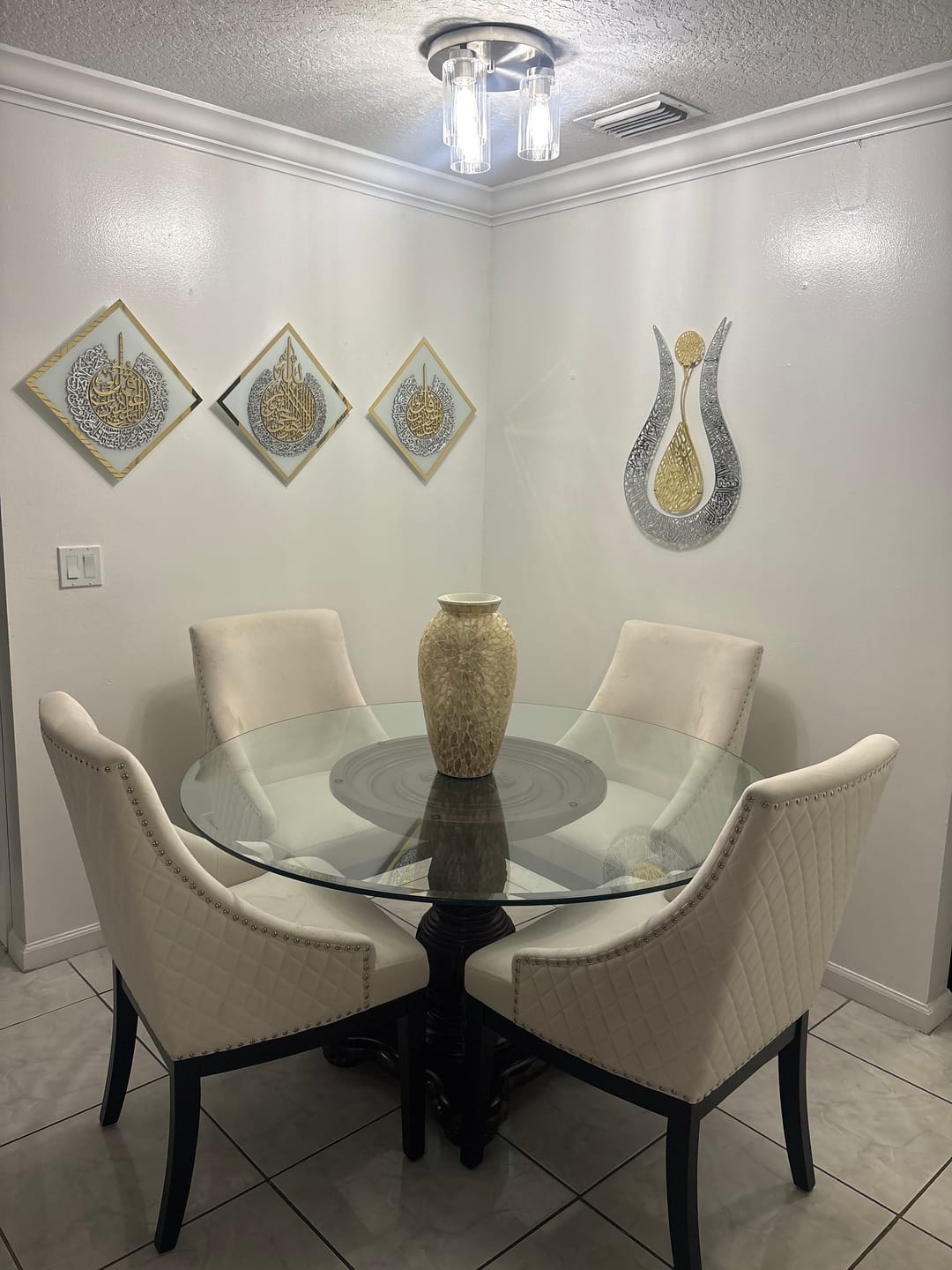 Customer photo review of Diamond Shaped Islamic Wall Art Ayatul Kursi, Falaq, Nas, Ikhlas