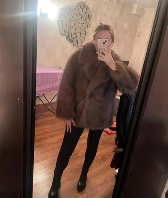Customer photo review of Lena Oversized Faux Fur Coat