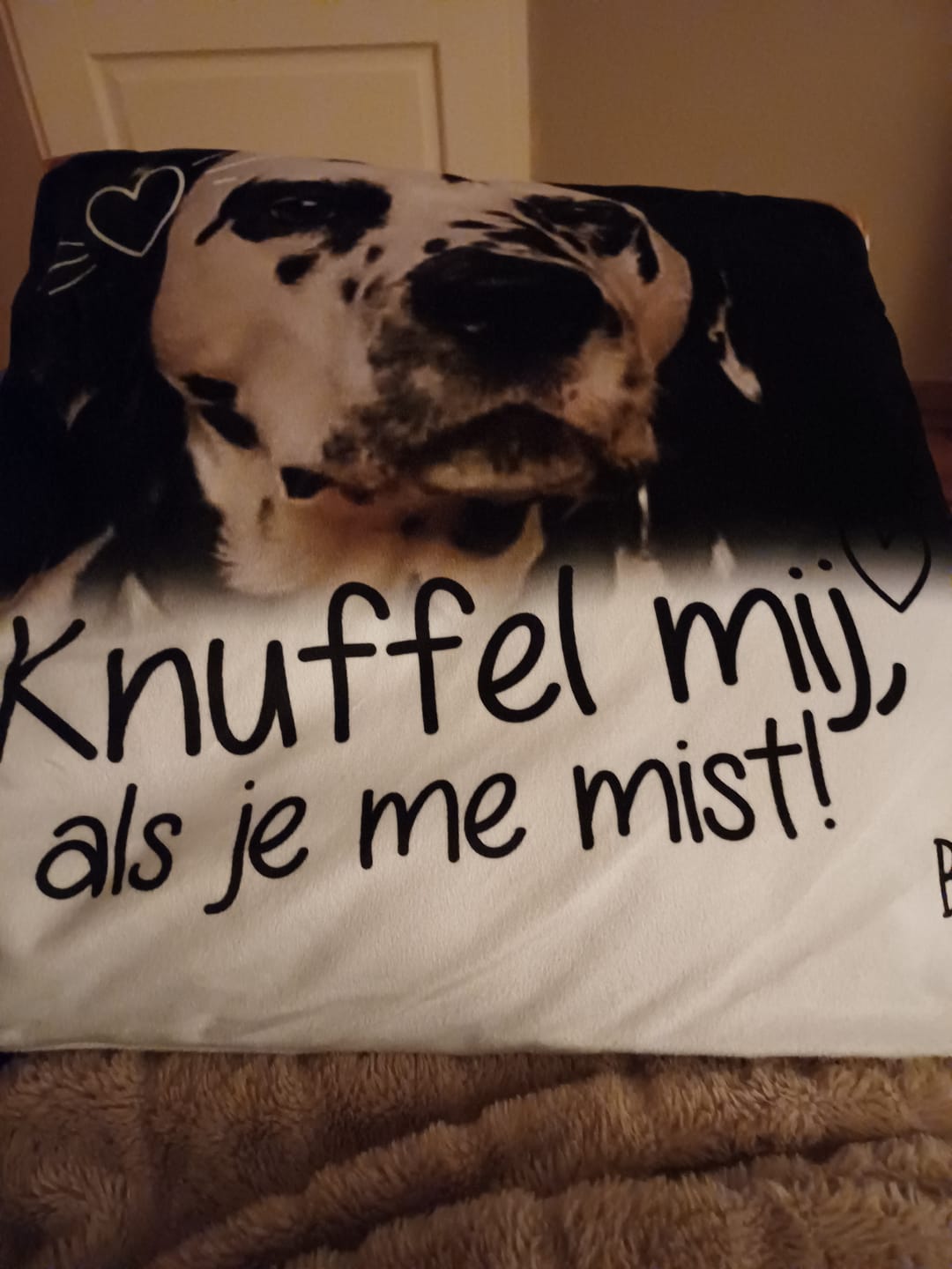 Customer photo review of Knuffel mij als je me mist - Gepersonaliseerde kussen