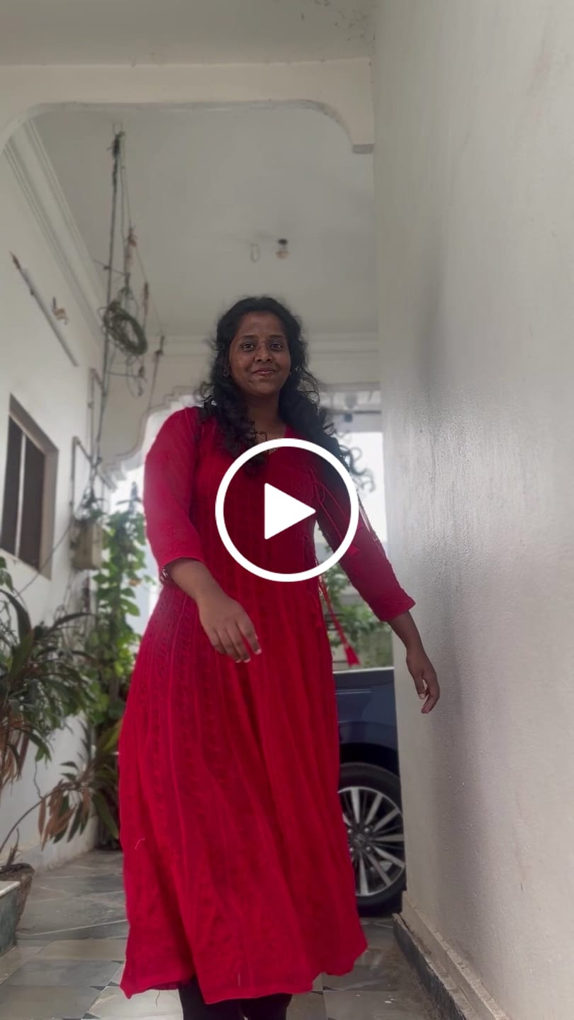 Customer video review of Red Long Georgette Angarakha