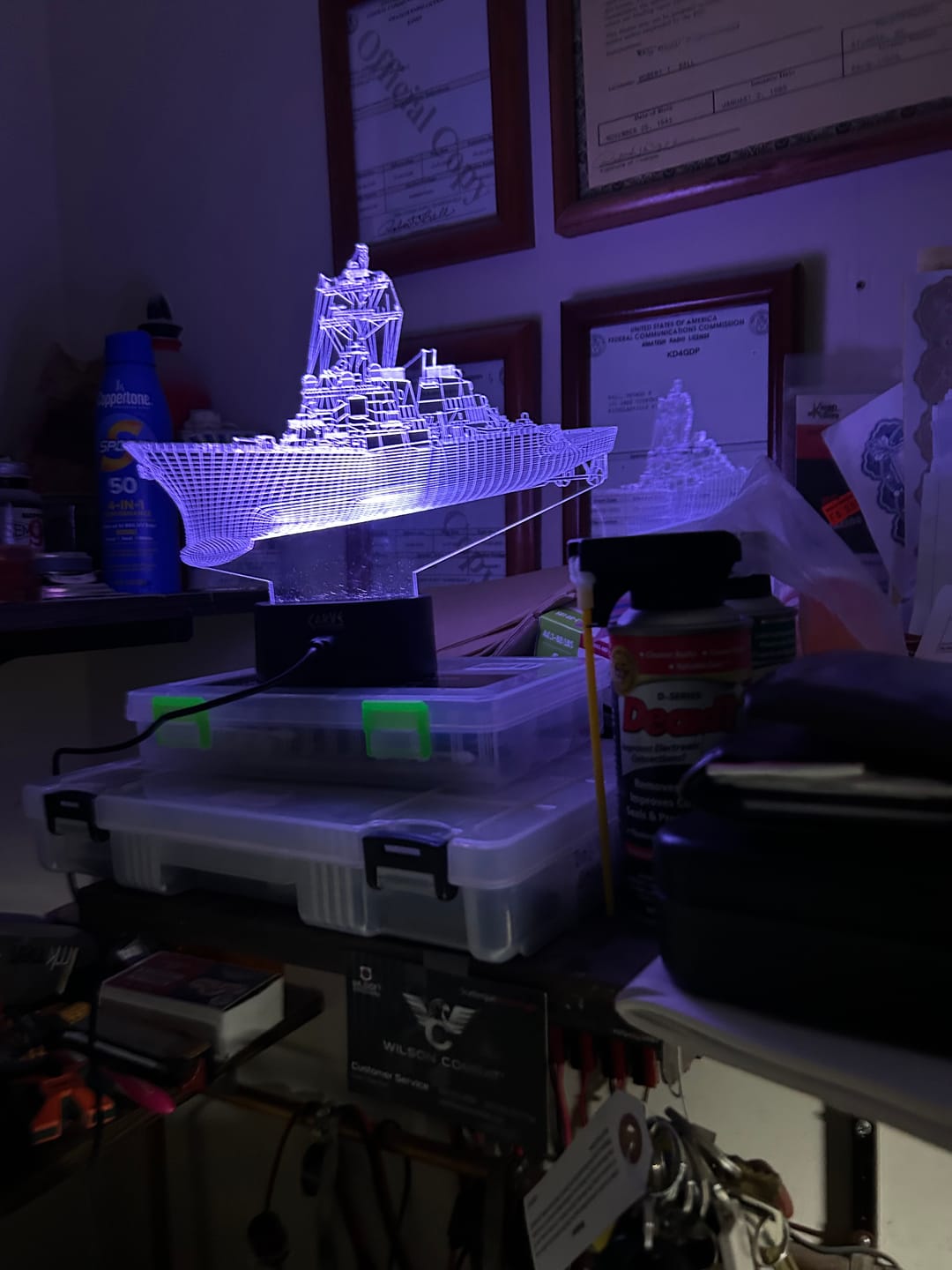 Customer photo review of USN Guided Missile Destroyer - 3D Optical Illusion Lamp