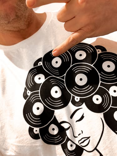 Customer photo review of Vinyl Afro T-Shirt