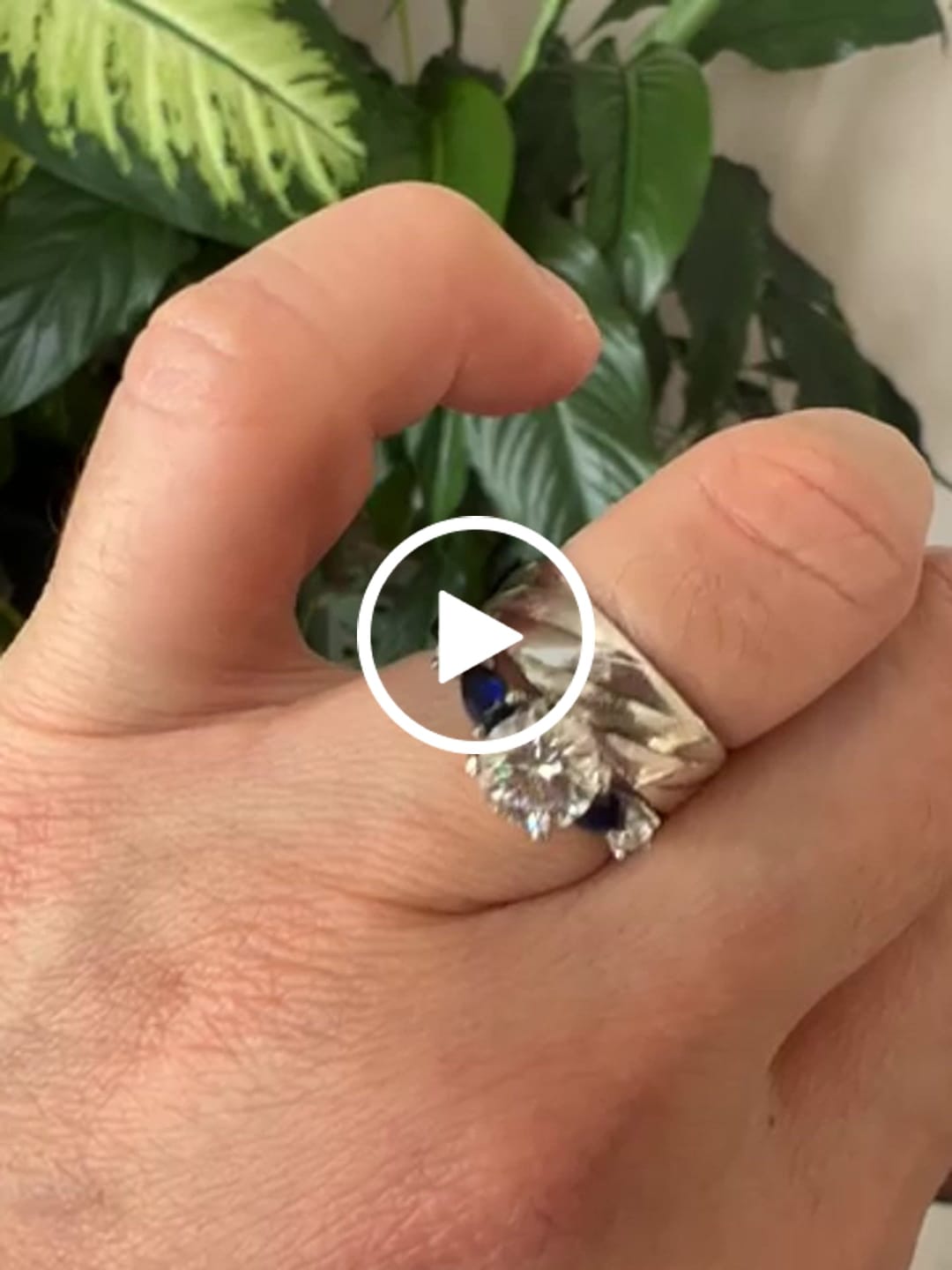 Customer video review of Five Stone Moissanite And Sapphire Engagement Ring