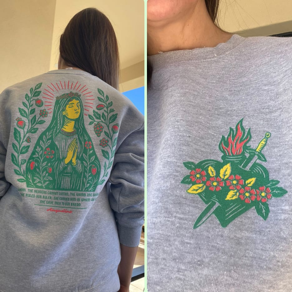 Customer photo review of All Glory To God Unisex Premium Crew Neck Sweatshirt