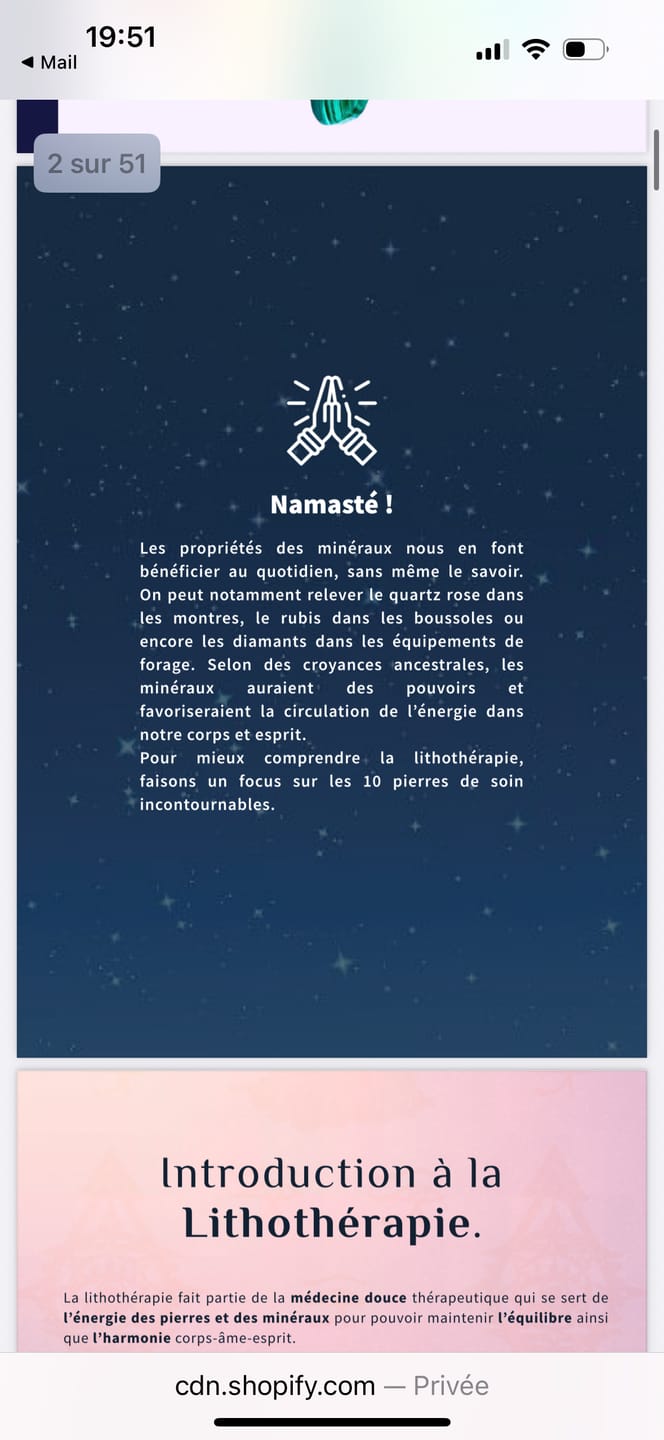 Customer photo review of eBook OFFERT - Guide pratique de lithothérapie pour votre bien-être