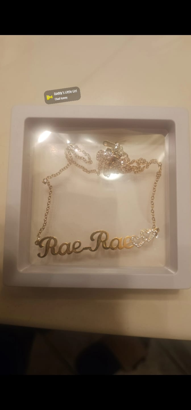 Customer photo review of Kids Iced Hearts Name Necklace