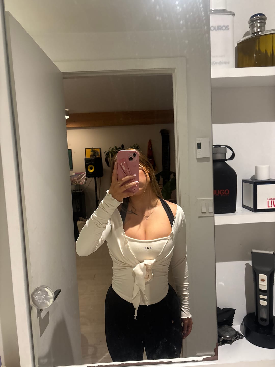 Customer photo review of The Wrap Top / Cream