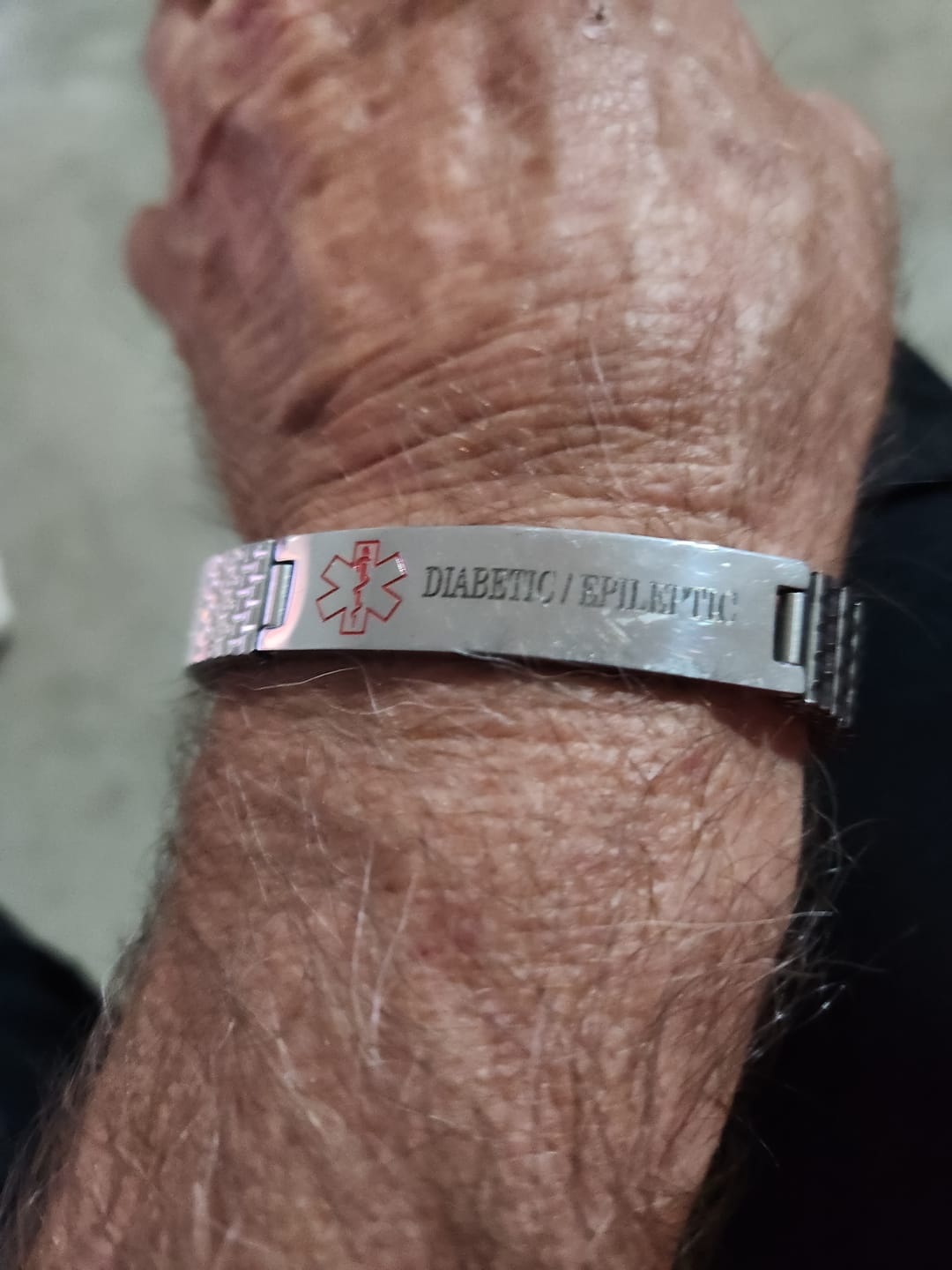 Customer photo review of Stainless Steel Medical Alert ID Stretchable Bracelet
