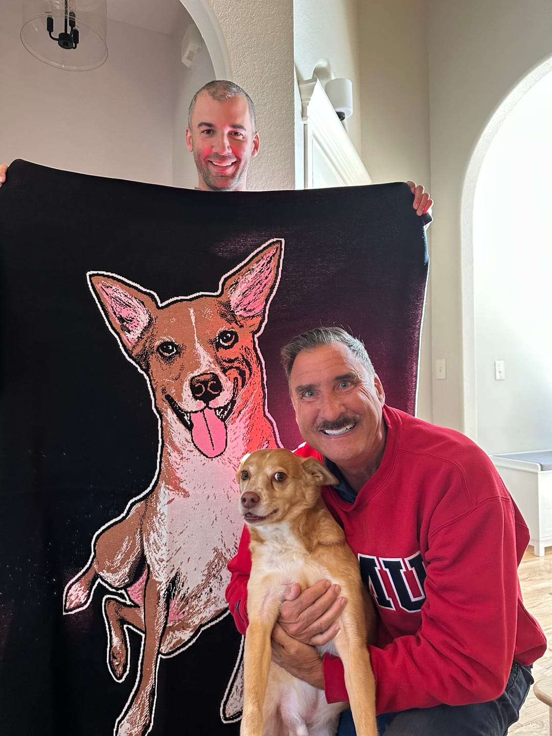 Customer photo review of Plain Dog - Custom Knitted Blanket