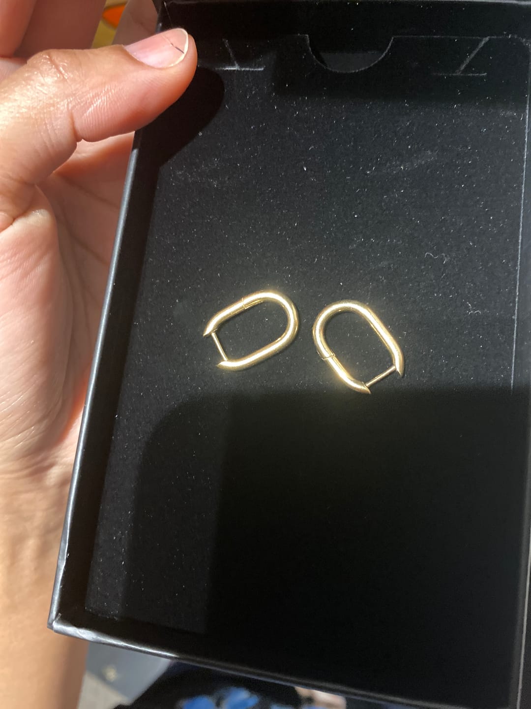 Customer photo review of Paper Clip Hoop Earrings