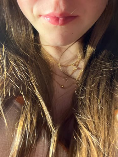 Customer photo review of Amy Stacker Necklace Gold & Crystal