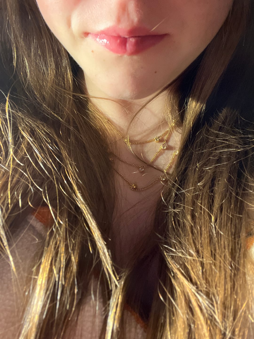 Customer photo review of Amy Stacker Necklace Gold & Crystal