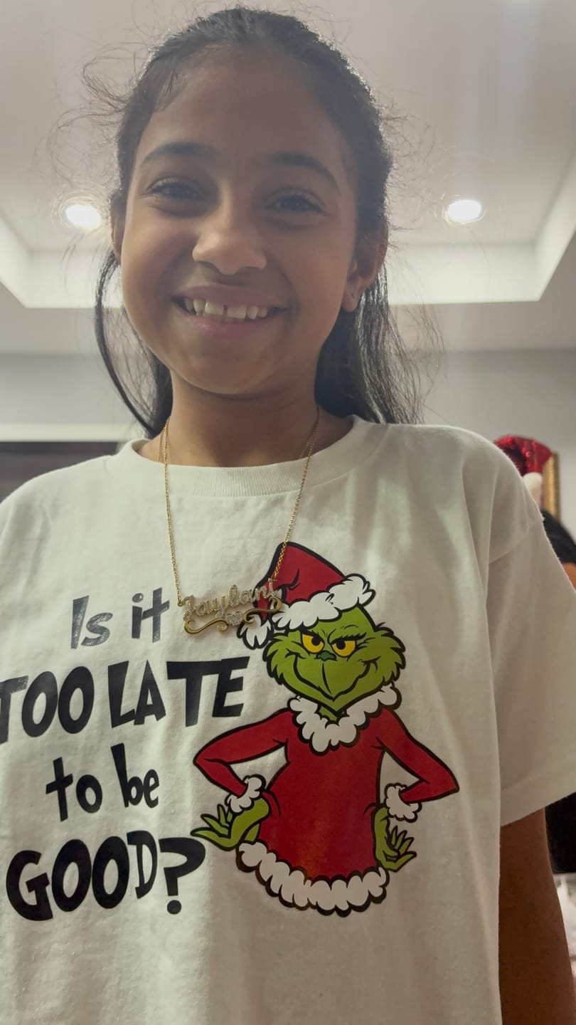 Customer photo review of Kids Iced Name Necklace