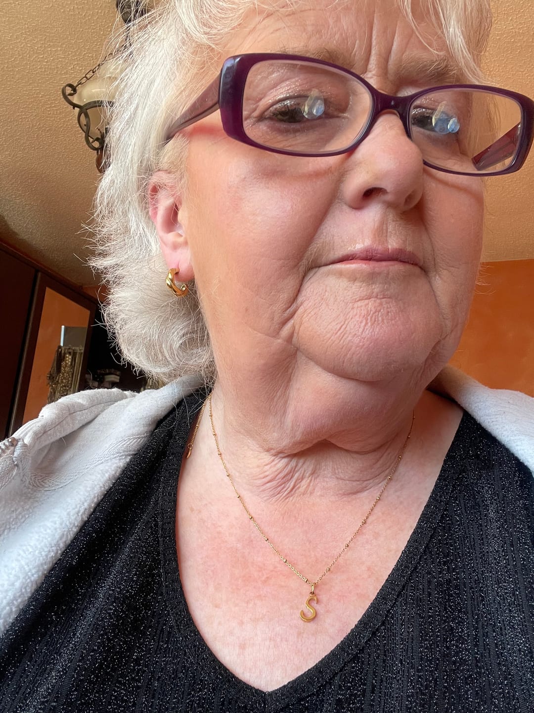 Customer photo review of S Script Initial Necklace + FREE Allure Hoops Gold