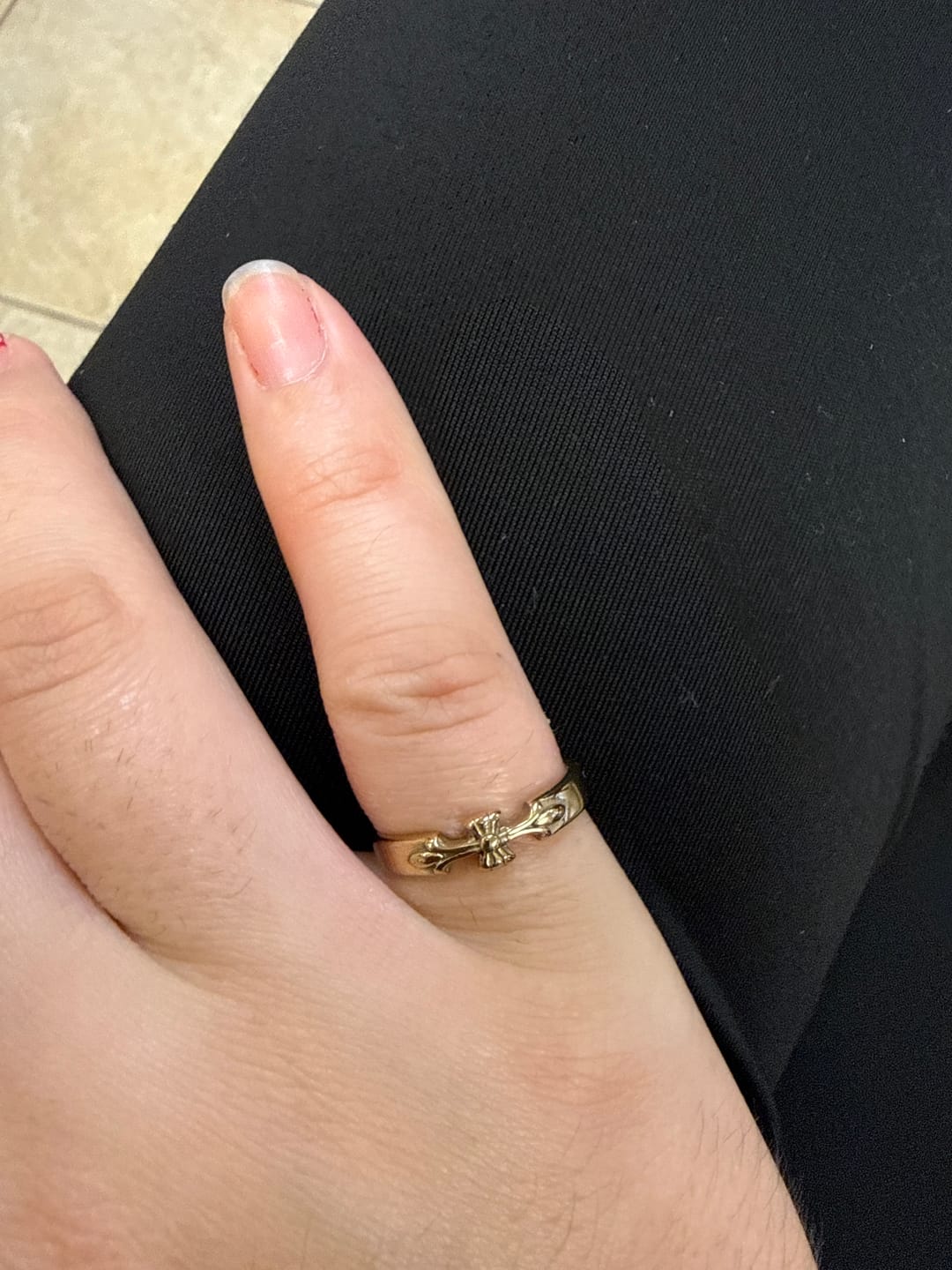 Customer photo review of Chrome Cross Ring Band