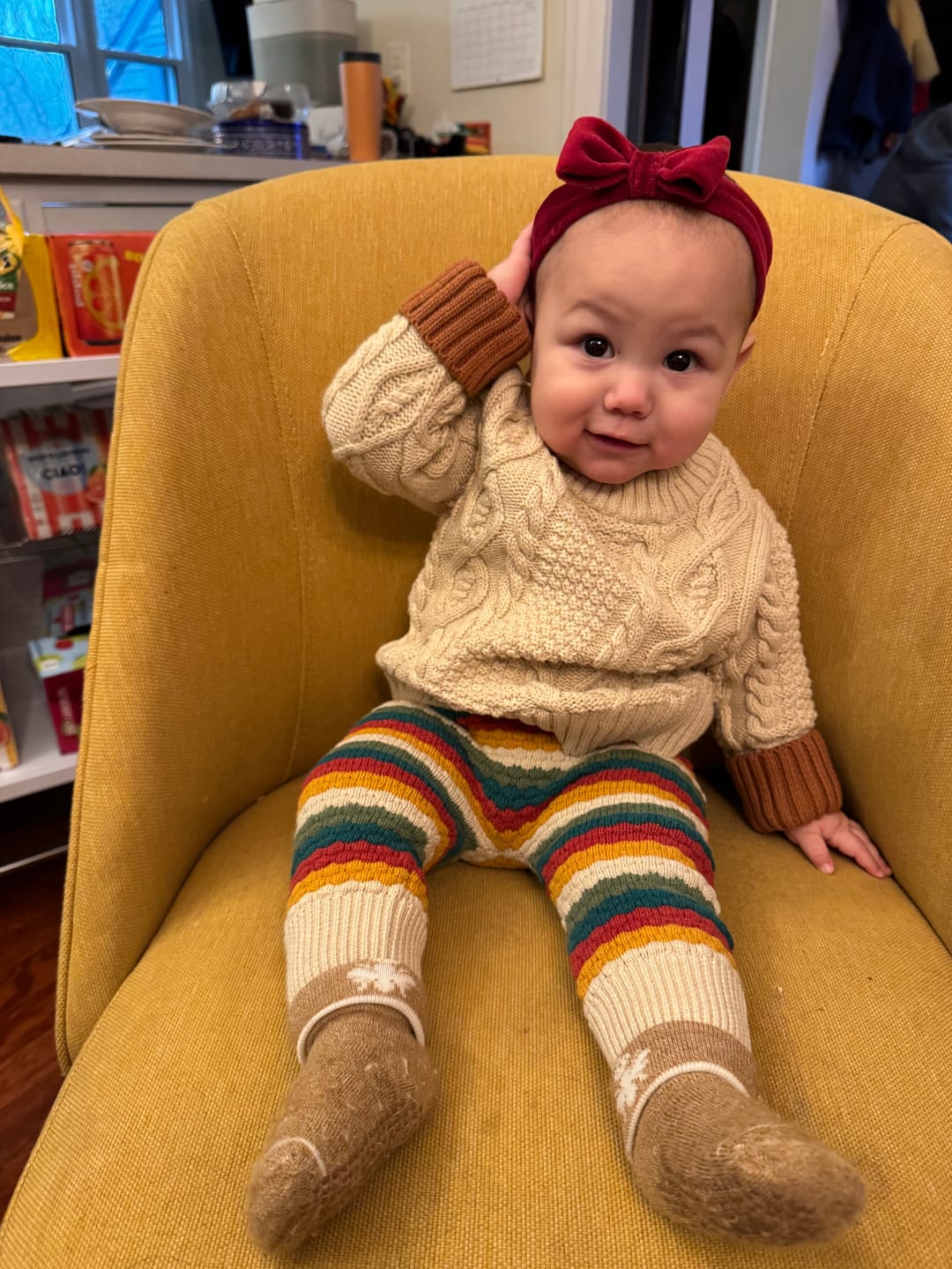Customer photo review of From One To Another Oatmeal Aran Snuggly Knitted Jumper