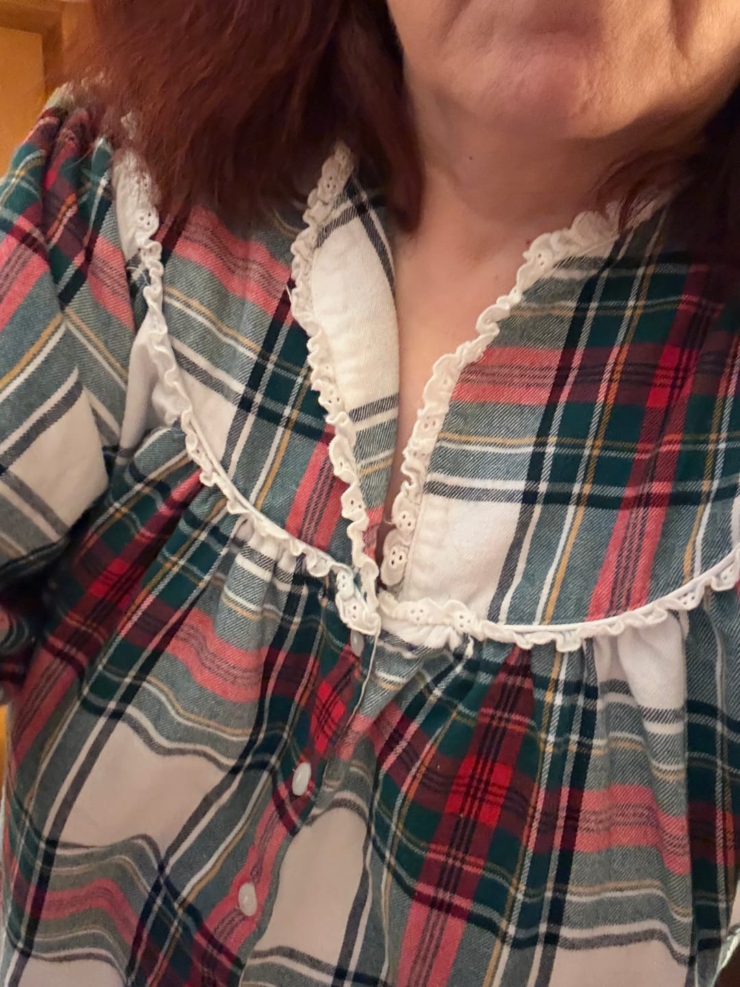 Customer photo review of Holiday Plaid Flannel Gown