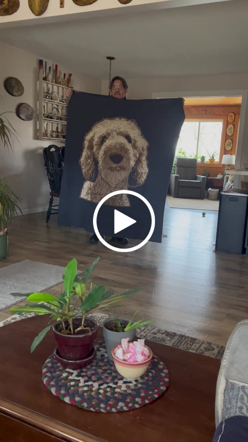 Customer video review of Plain Dog - Custom Knitted Blanket