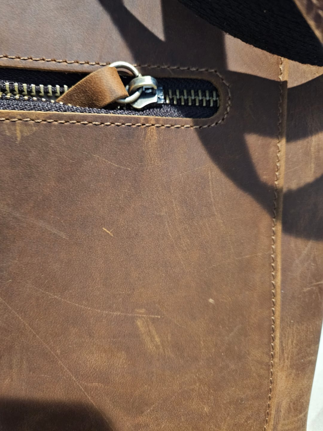 Customer photo review of Delaney Distressed Leather Crossbody Purse