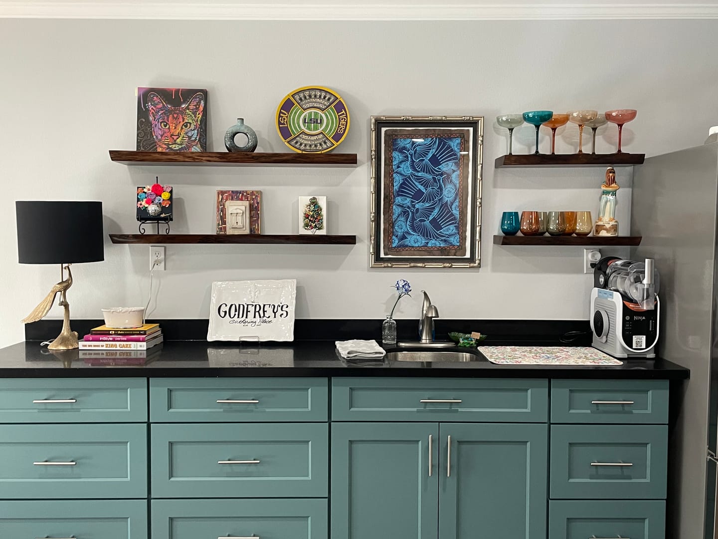 Customer photo review of Live Edge Walnut Floating Shelves