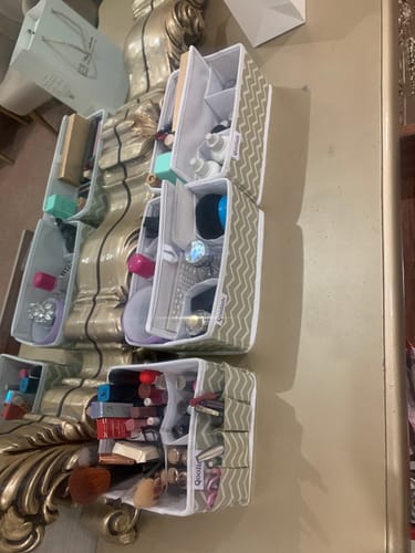 Customer photo review of Qoolish Makeup Organizer with Adjustable Compartments – Set of 3