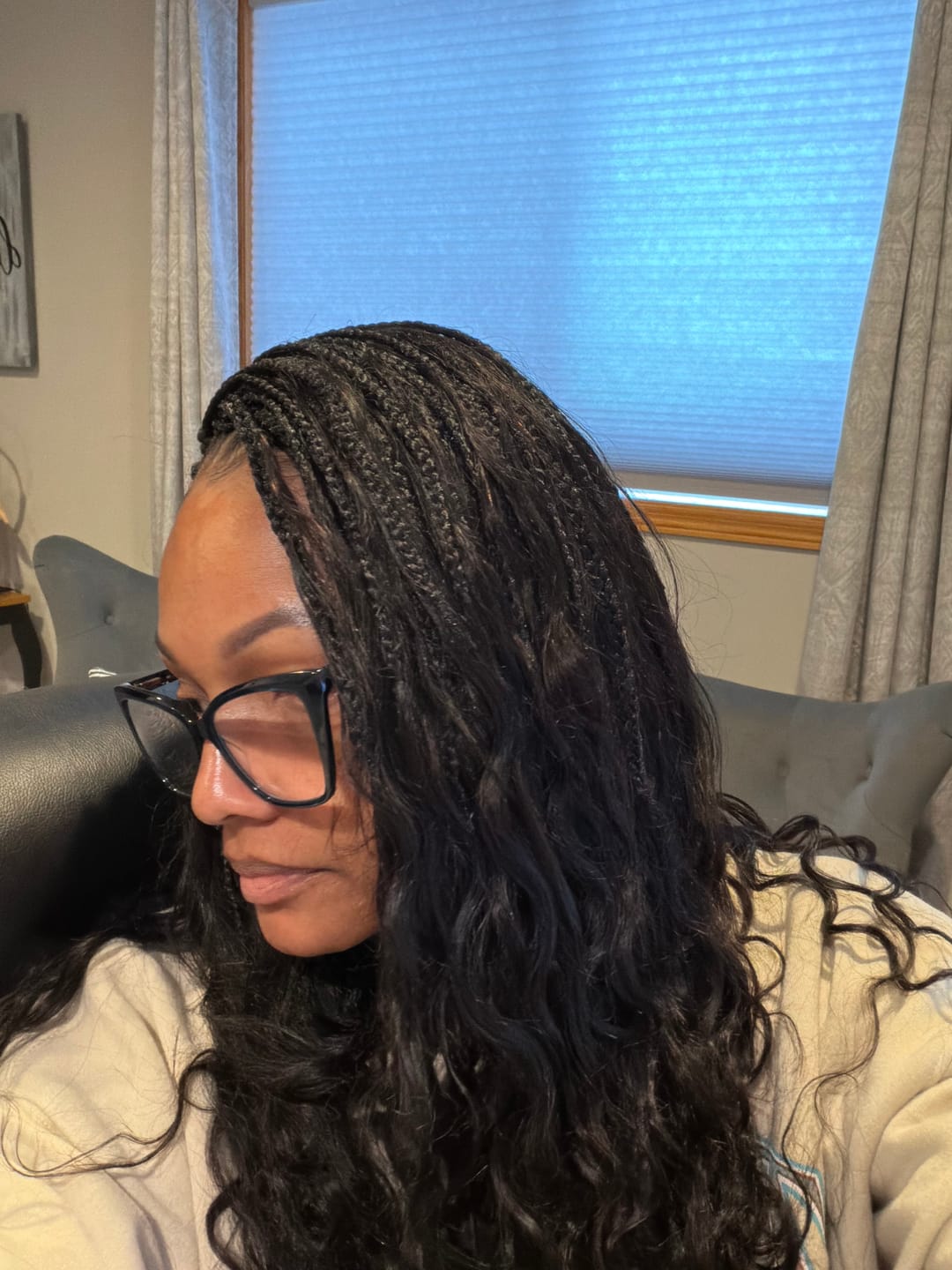 Customer photo review of Crochet Mermaid Braids with Loose Wave Human Hair Curls