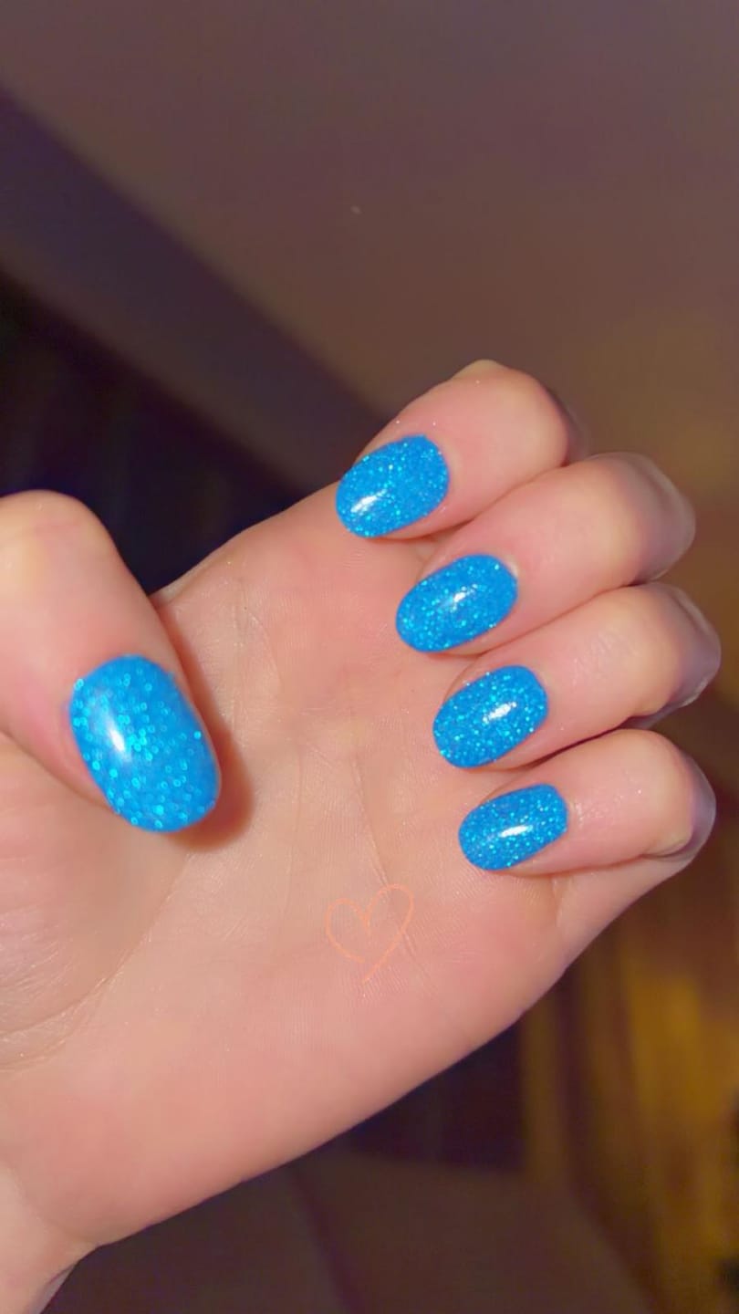 Customer photo review of Haze Blue Dipping Powder