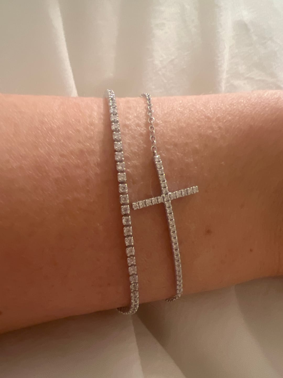 Customer photo review of Micro Tennis Bracelet - White Gold