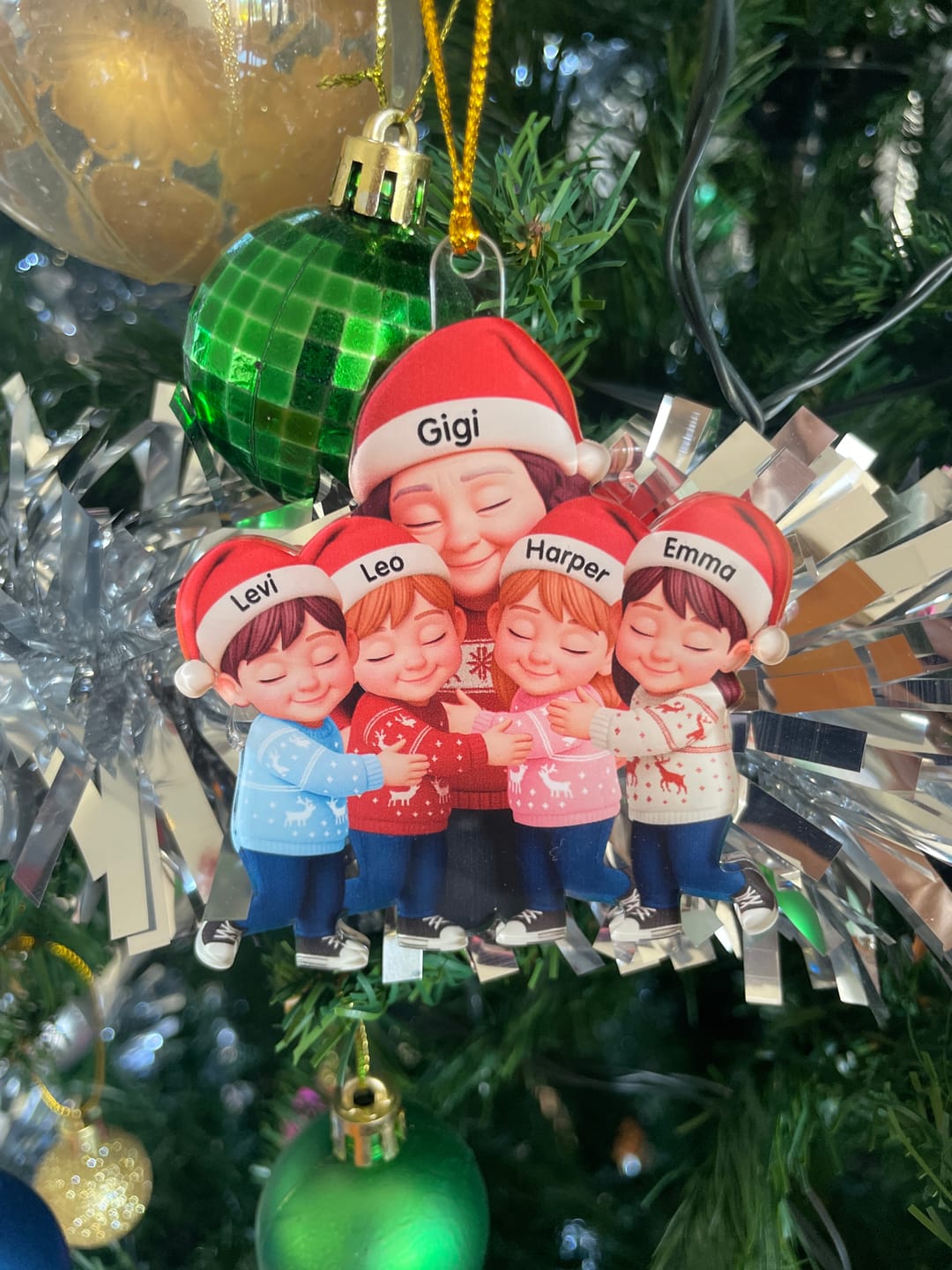 Customer photo review of Grandma Hugging Grandkids - Personalized Acrylic Ornament - Heartwarming Christmas Gift for Grandma, Grandkids