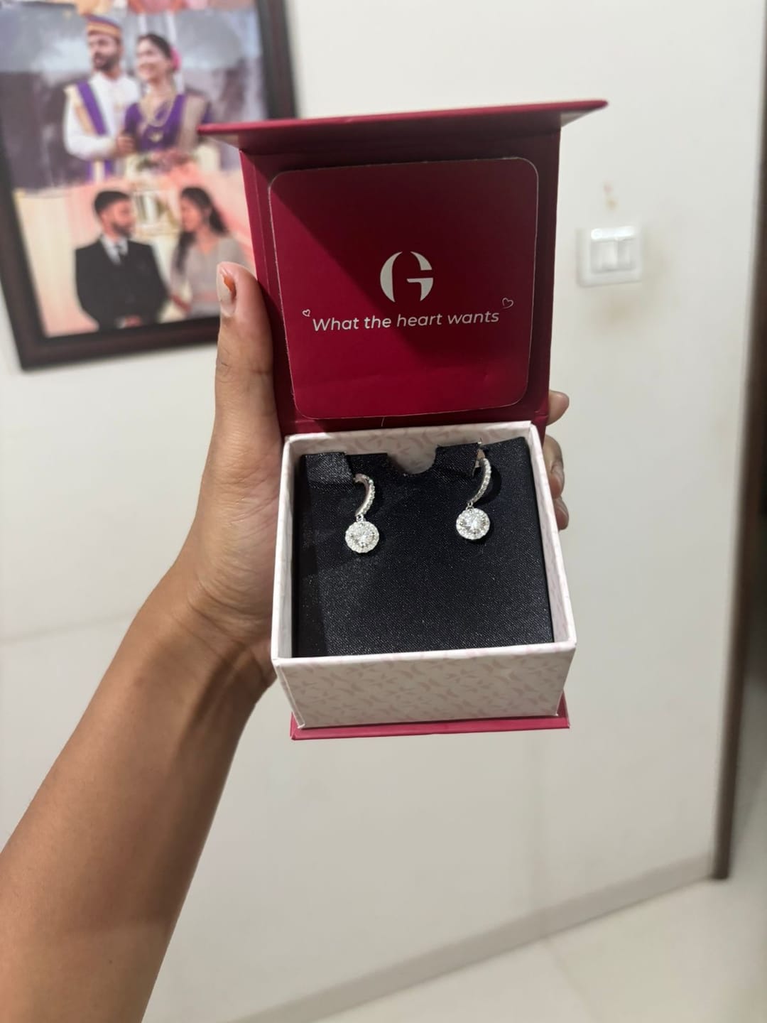 Customer photo review of Silver Zircon Drizzle Drop Earrings