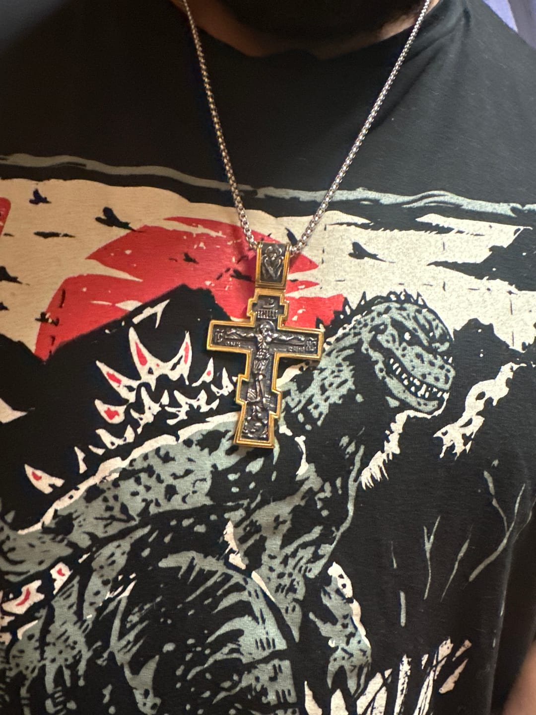 Customer photo review of DARK JESUS CROSS. - GOLD