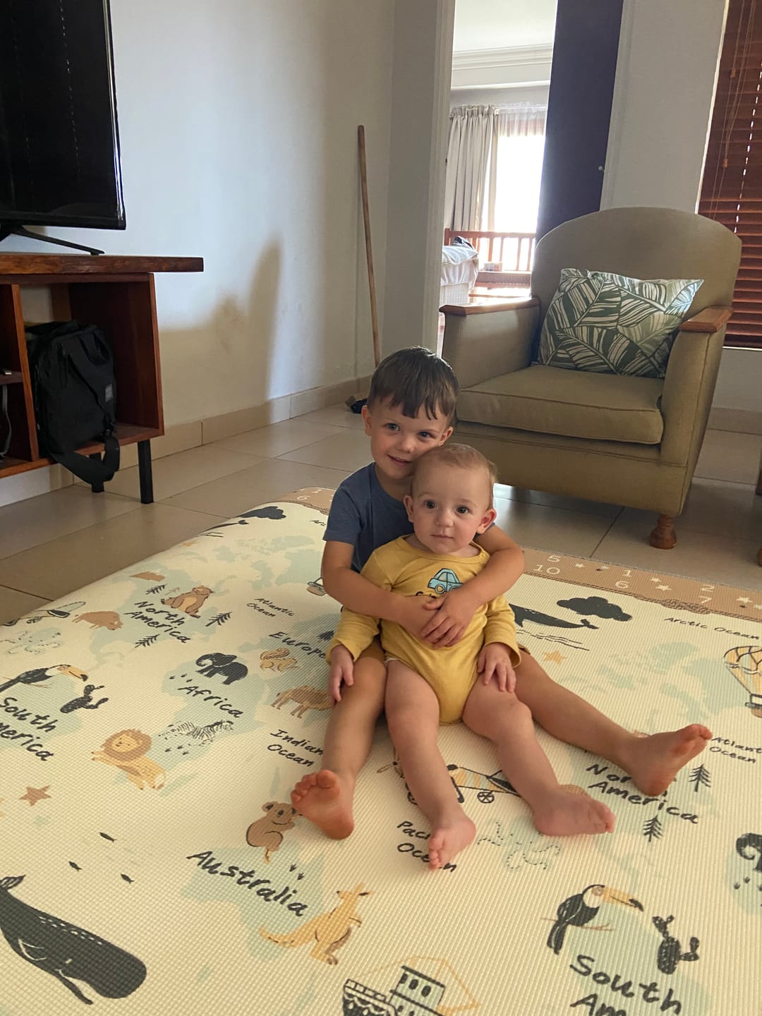 Customer photo review of World Map/ Solid Grey Play Mat