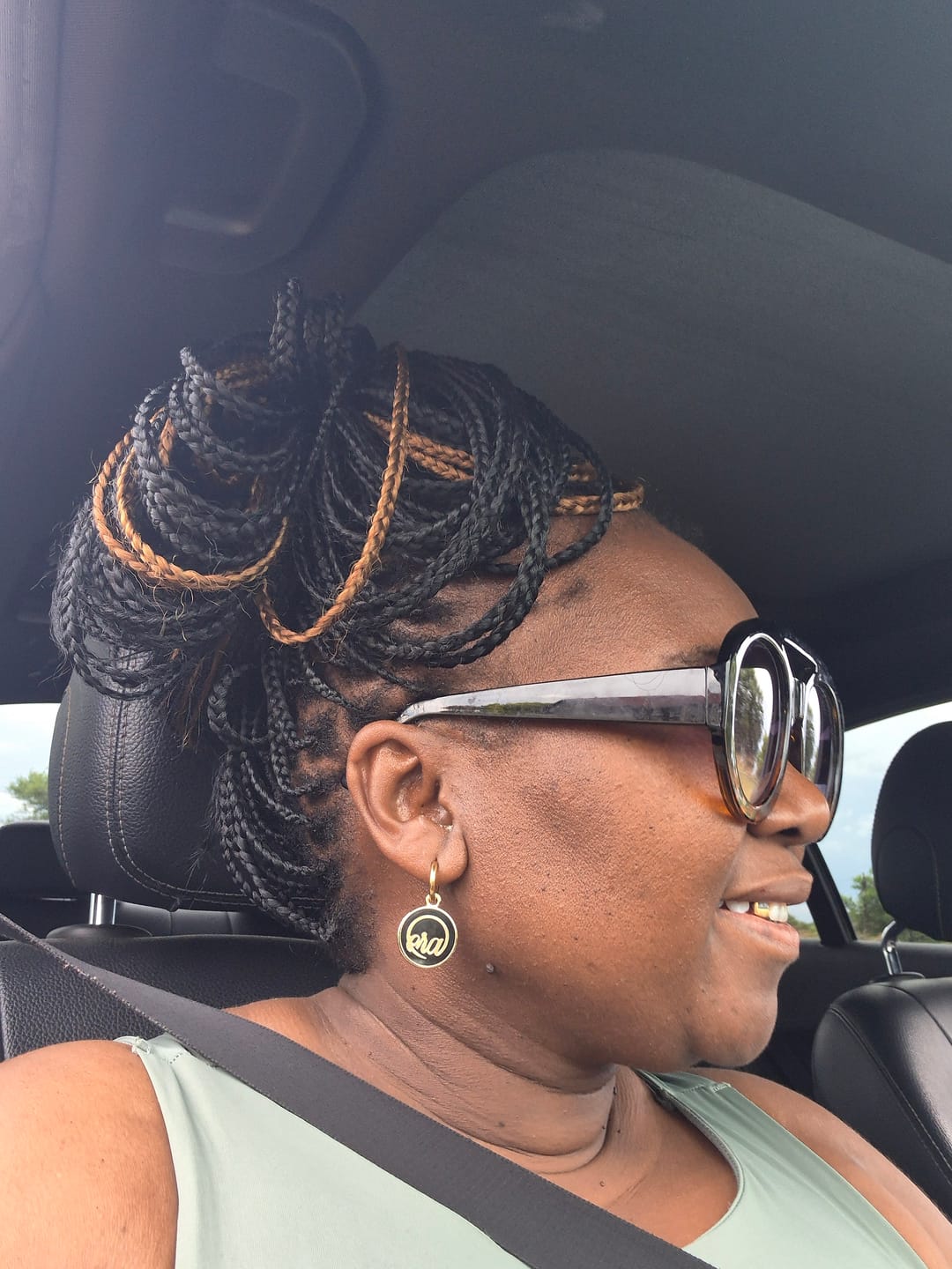Customer photo review of Gold Diva Drop Earrings
