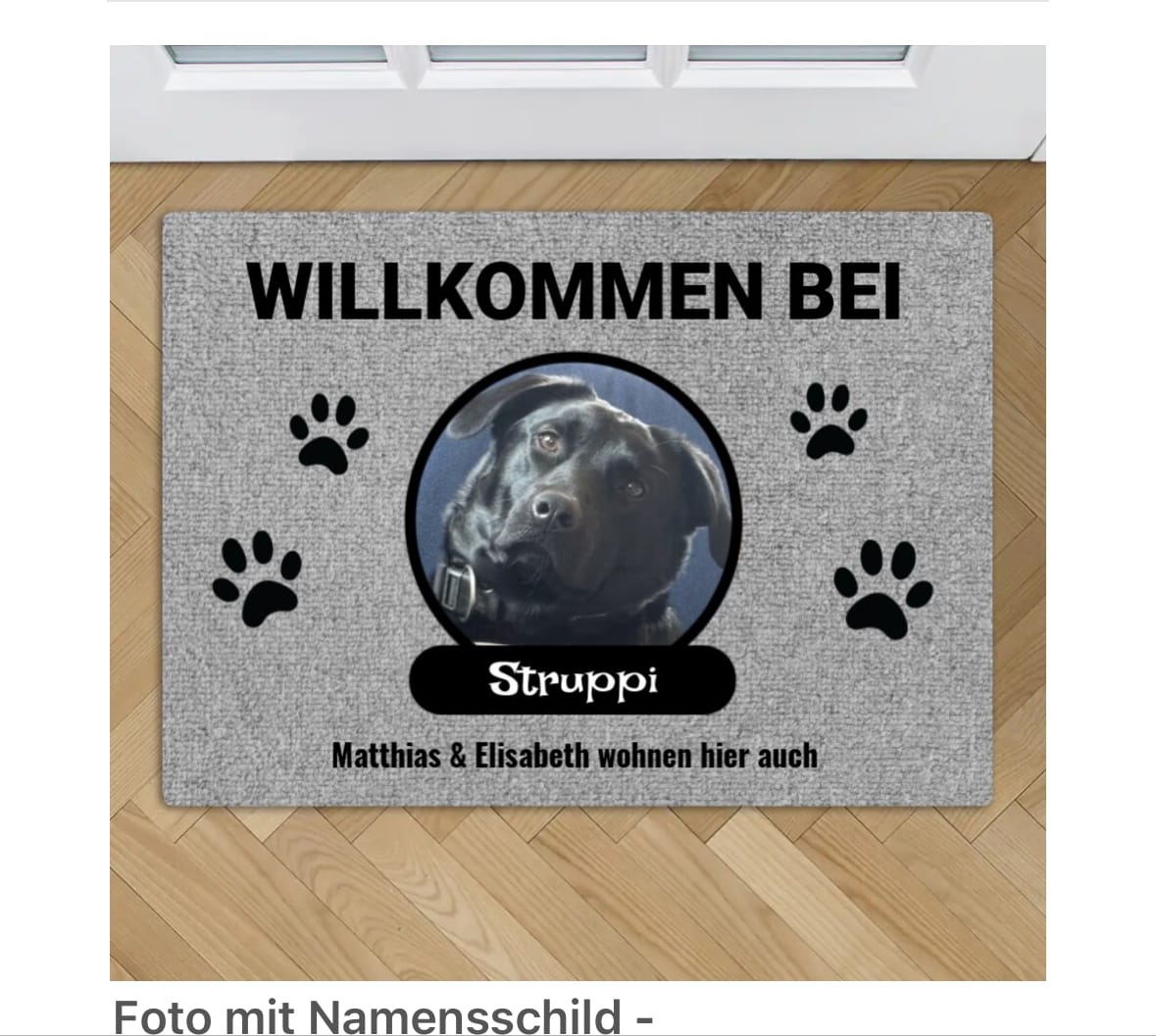 Customer photo review of Foto mit Namensschild - Individuelle Fußmatte