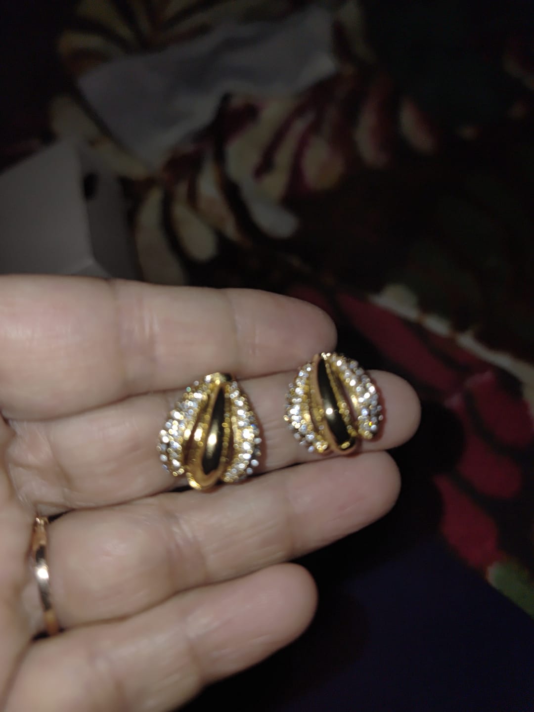 Customer photo review of Radiant Gold & Crystal Luxe Earrings