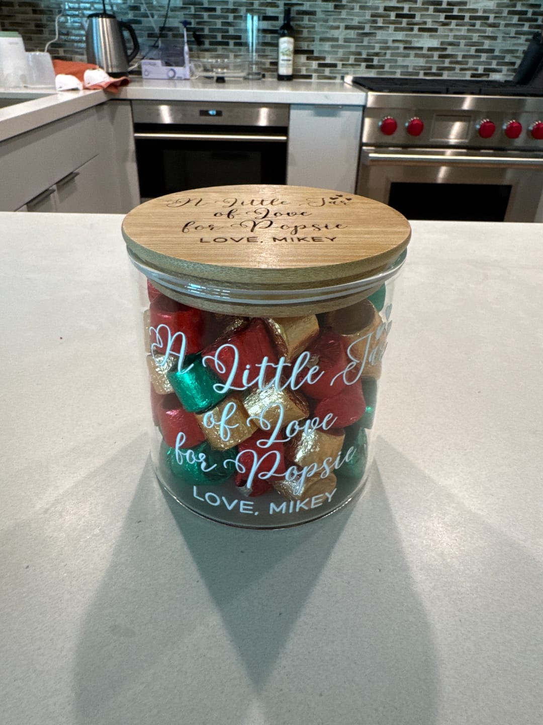 Customer photo review of Personalised Wooden Lid Glass Jar