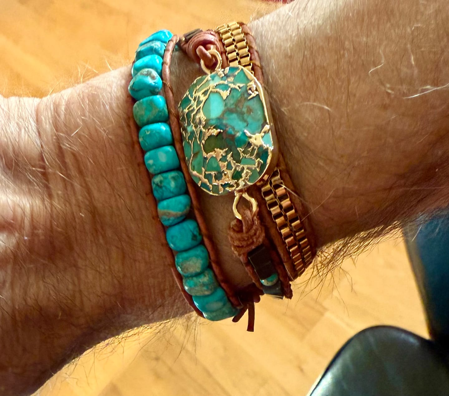 Customer photo review of Turquoise Calming Energy Wrap Bracelet