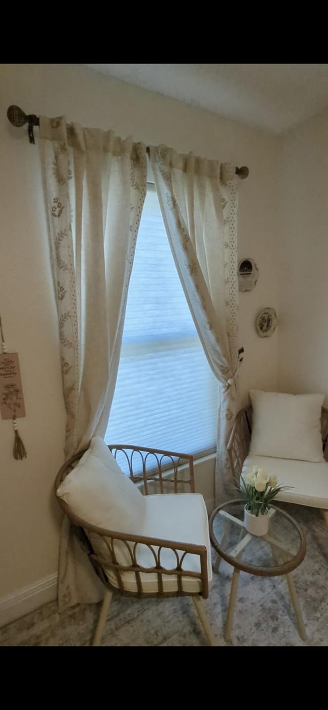 Customer photo review of Embroidered Vine Floral Linen Curtains