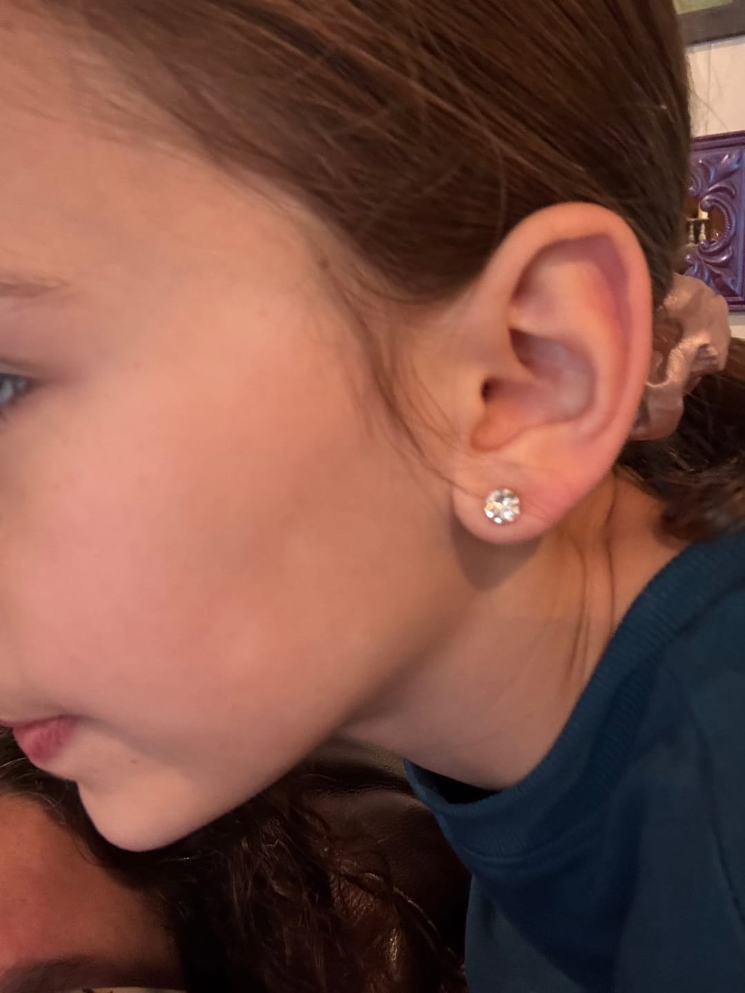 Customer photo review of Petite Faux Diamond Studs Hypoallergenic Earrings for Sensitive Ears Made with Plastic Posts