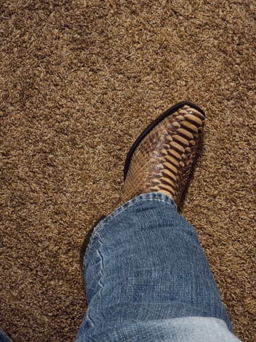 Customer photo review of Corral Men's Brown Python Narrow Square Toe Western Boots A4550