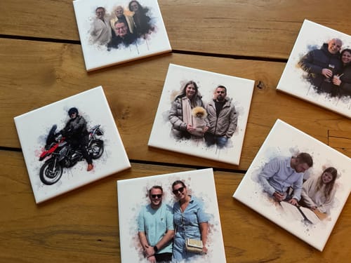 Customer photo review of Aquarel Portret op Tegel - Upload je eigen foto