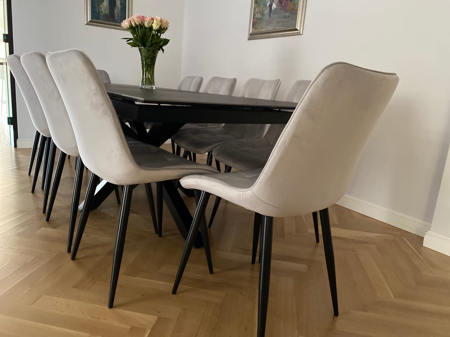 Customer photo review of Scaun CHIC, gri deschis/negru, stofa catifelata/metal, 50x43x88 cm