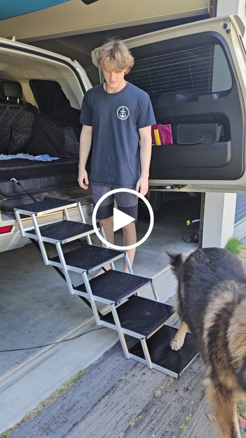 Customer video review of Foldable Aluminum Pet Steps